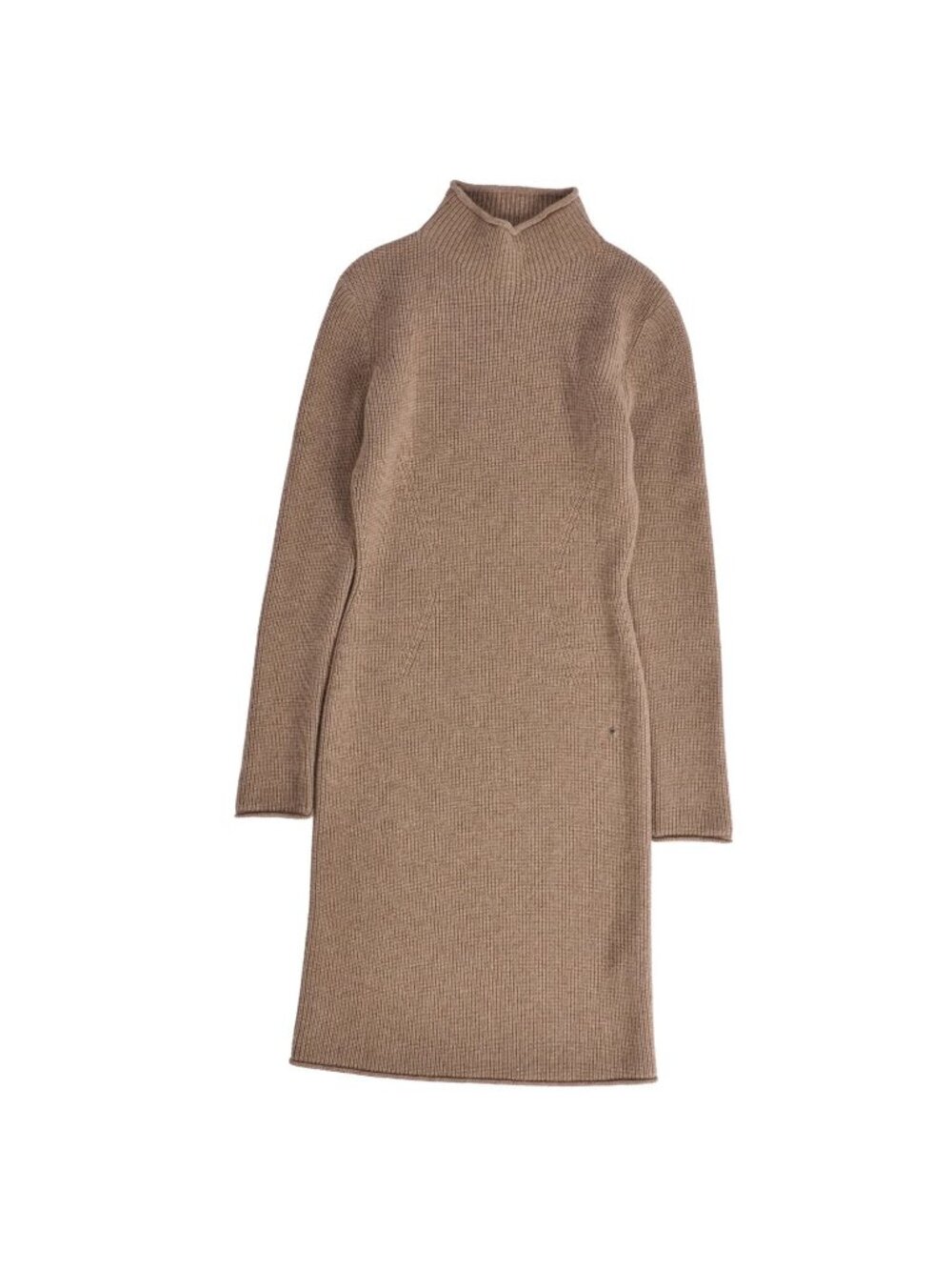 Hermes Dress Knit High Neck Long Sleeve Top Cashmere Greige 38